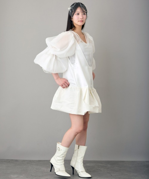 Ranerrh（ラネリ）の「レイヤードサテンチュニック【結婚式・二次会・パーティー】【入卒園・入卒式】【オケージョン・セレモニー】【ウエディング・ブラックウエディング】（チュニック・レディース・ブラック・38）」の9枚目の写真