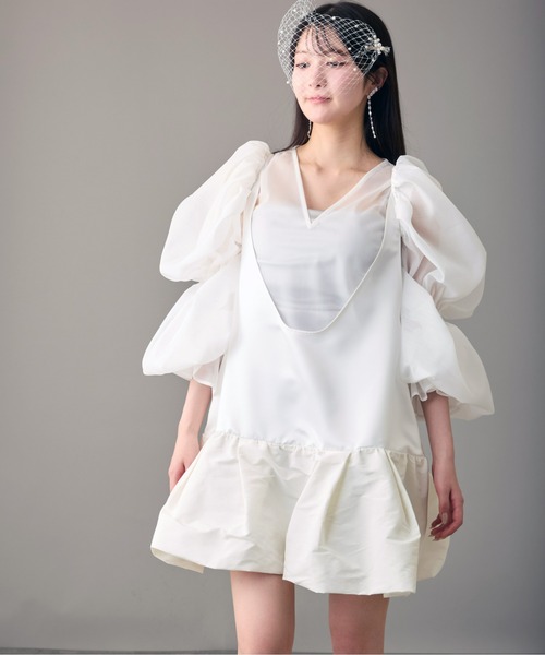 Ranerrh（ラネリ）の「レイヤードサテンチュニック【結婚式・二次会・パーティー】【入卒園・入卒式】【オケージョン・セレモニー】【ウエディング・ブラックウエディング】（チュニック・レディース・ブラック・38）」の8枚目の写真