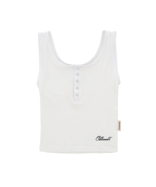 oddoneout(オッドワンアウト)の「MONO BUTTON SLEEVELESS TOP WHITE(Tシャツ/カットソー・レディース・その他・FREE)」の1枚目の写真