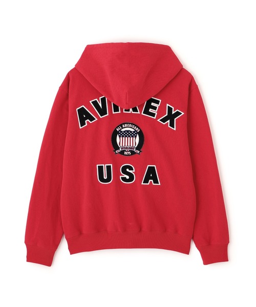 AVIREX（アヴィレックス）の「SIGNATURE VARSITY LOGO ZIP UP PARKA / シグネチャーバーシティー ロゴ ジップアップパーカー / AVIREX / アヴィレックス（パーカー・メンズ・レッド/ブラック/ネイビー/オフホワイト/グレー・X-LARGE/MEDIUM/XX-LARGE/LARGE）」の9枚目の写真