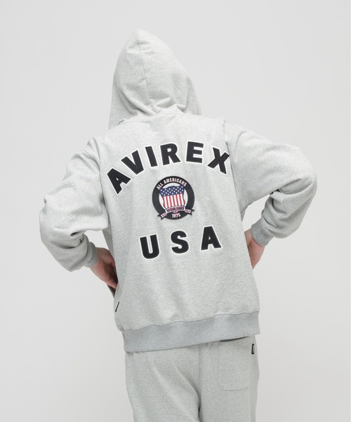 AVIREX（アヴィレックス）の「SIGNATURE VARSITY LOGO ZIP UP PARKA / シグネチャーバーシティー ロゴ ジップアップパーカー / AVIREX / アヴィレックス（パーカー・メンズ・レッド/ブラック/ネイビー/オフホワイト/グレー・X-LARGE/MEDIUM/XX-LARGE/LARGE）」の19枚目の写真