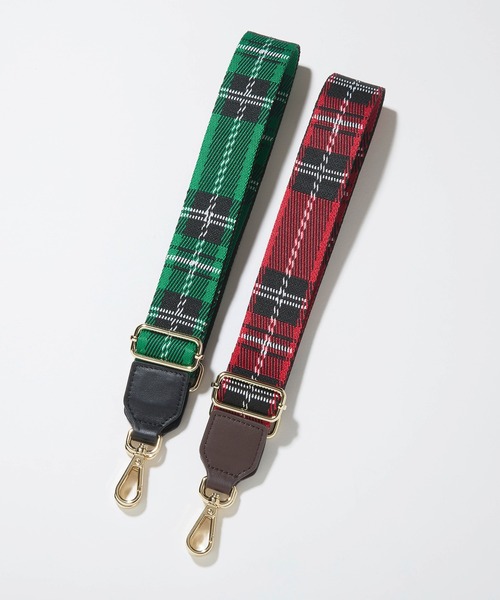 Breath TOPKAPI（ブレストプカピ）の「【Breath TOPKAPI】38mm チェックテープショルダー ベルト（ショルダーバッグ・レディース・レッド/グリーン・FREE）」の3枚目の写真