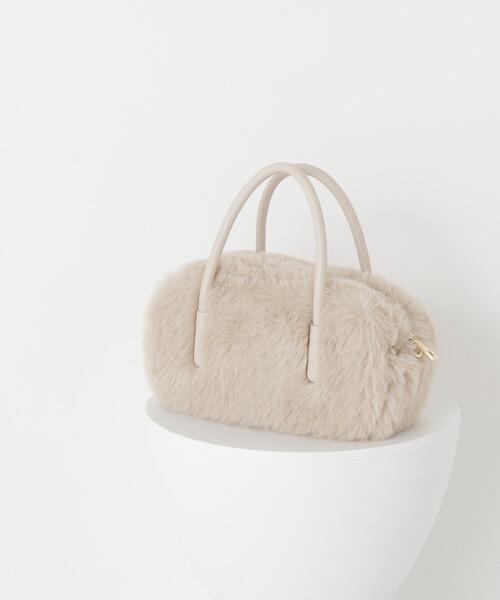 NATURAL BEAUTY BASIC(ナチュラルビューティーベーシック)の「ソリッドファーミニボストンバッグ(ボストンバッグ・レディース・オフホワイト/ダークブラウン・-)」の1枚目の写真