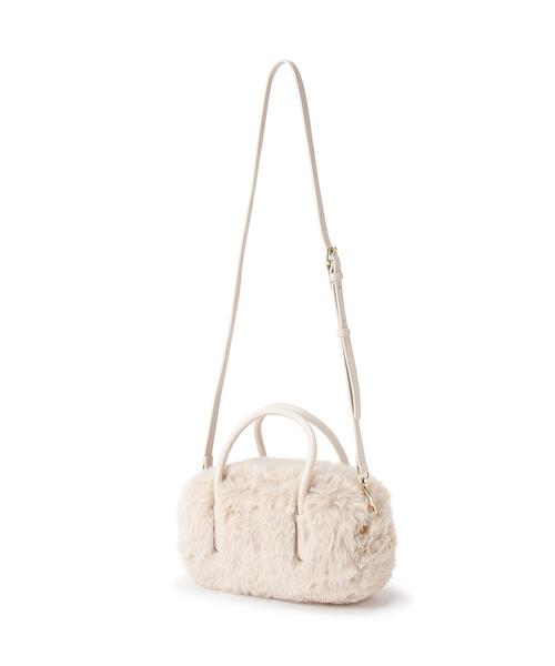 NATURAL BEAUTY BASIC(ナチュラルビューティーベーシック)の「ソリッドファーミニボストンバッグ(ボストンバッグ・レディース・オフホワイト/ダークブラウン・-)」の4枚目の写真