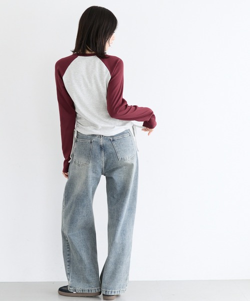 coca(coca)(コカ)の「ユース デニムタックパンツ(デニムパンツ・レディース・ライトブルー/ダークブルー・L/M/S)」の4枚目の写真