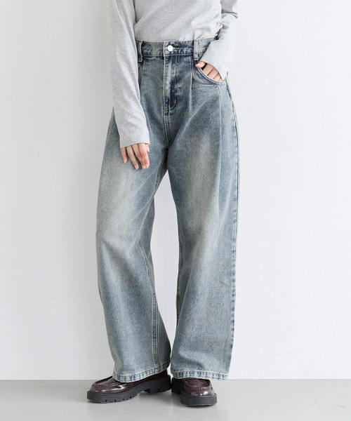 coca(coca)(コカ)の「ユース デニムタックパンツ(デニムパンツ・レディース・ライトブルー/ダークブルー・L/M/S)」の5枚目の写真