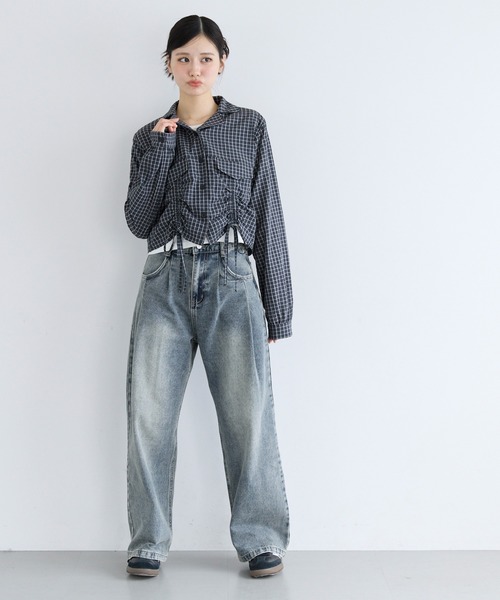 coca(coca)(コカ)の「ユース デニムタックパンツ(デニムパンツ・レディース・ライトブルー/ダークブルー・L/M/S)」の6枚目の写真