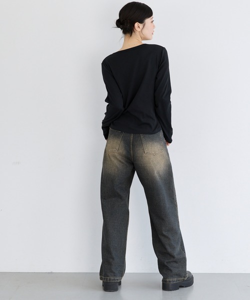 coca(coca)(コカ)の「ユース デニムタックパンツ(デニムパンツ・レディース・ライトブルー/ダークブルー・L/M/S)」の9枚目の写真
