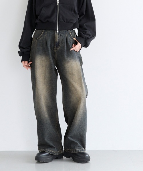 coca(coca)(コカ)の「ユース デニムタックパンツ(デニムパンツ・レディース・ライトブルー/ダークブルー・L/M/S)」の12枚目の写真