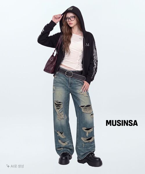 MUCENT(ムセント)の「フォズンミックスレタリングフードジップアップ男女共用(パーカー・レディース・ブラック・FRE/SMALL)」の11枚目の写真