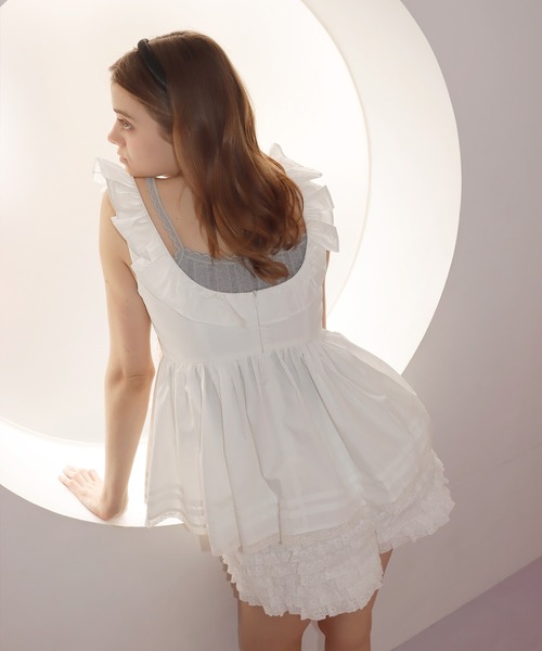 mieya mieya(ミーヤミーヤ)の「【mieya mieya】PETIT APLON TOP/プチエプロントップ(Tシャツ/カットソー・レディース・ホワイト・FREE)」の8枚目の写真
