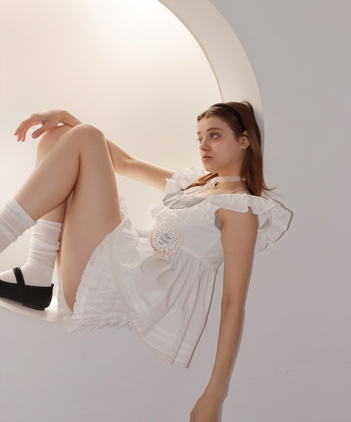mieya mieya(ミーヤミーヤ)の「【mieya mieya】PETIT APLON TOP/プチエプロントップ(Tシャツ/カットソー・レディース・ホワイト・FREE)」の12枚目の写真