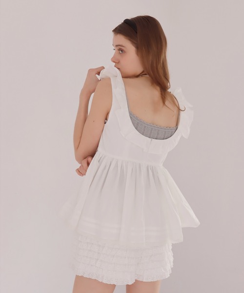 mieya mieya(ミーヤミーヤ)の「【mieya mieya】PETIT APLON TOP/プチエプロントップ(Tシャツ/カットソー・レディース・ホワイト・FREE)」の14枚目の写真