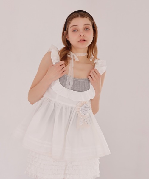 mieya mieya(ミーヤミーヤ)の「【mieya mieya】PETIT APLON TOP/プチエプロントップ(Tシャツ/カットソー・レディース・ホワイト・FREE)」の15枚目の写真