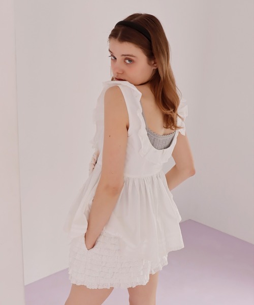 mieya mieya(ミーヤミーヤ)の「【mieya mieya】PETIT APLON TOP/プチエプロントップ(Tシャツ/カットソー・レディース・ホワイト・FREE)」の17枚目の写真