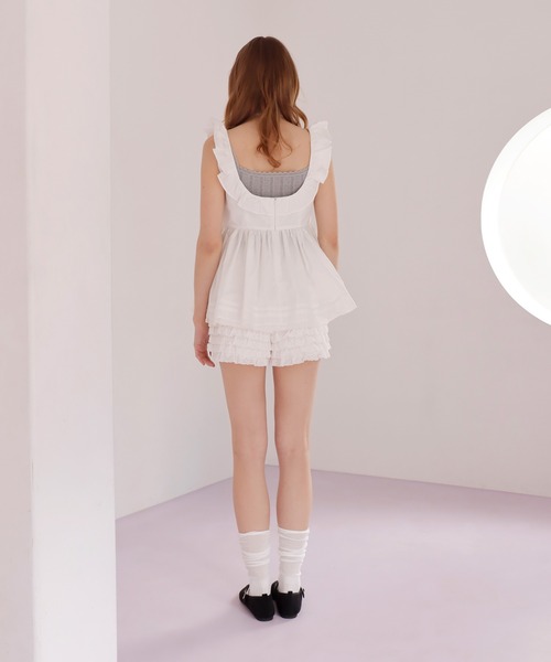 mieya mieya(ミーヤミーヤ)の「【mieya mieya】PETIT APLON TOP/プチエプロントップ(Tシャツ/カットソー・レディース・ホワイト・FREE)」の5枚目の写真
