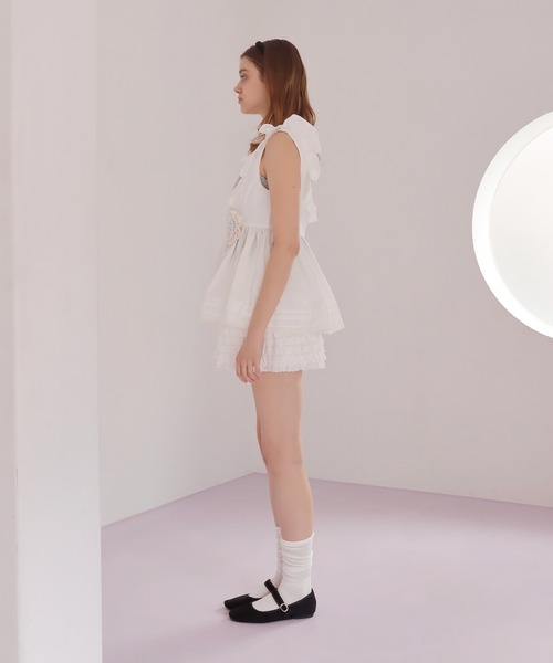 mieya mieya(ミーヤミーヤ)の「【mieya mieya】PETIT APLON TOP/プチエプロントップ(Tシャツ/カットソー・レディース・ホワイト・FREE)」の6枚目の写真