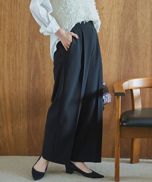 coen(コーエン)の「【定番 /秋カラー/ストレッチ/防シワ/UVカット】【シリーズ累計販売数20万本突破】イージービューティーワイドパンツ(WEB限定サイズあり)(スラックス・レディース・ブラック/ブラウン/ターコイズブルー/ダークグレー/ナチュラル/オリーブ・XL/L/XS/M/S)」の19枚目の写真
