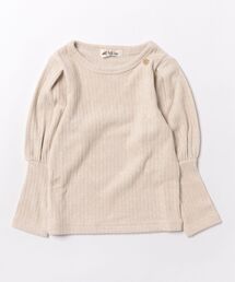 MAKE YOUR DAY | ラメ入りリブパフスリーブ長袖Tシャツ■80~140cm(Tシャツ/カットソー)