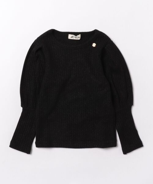 MAKE YOUR DAY(メイクユアデイ)の「ラメ入りリブパフスリーブ長袖Tシャツ■80~140cm(Tシャツ/カットソー・キッズ・サックスブルー/ブラック/アイボリー・100/110/90/80/120/140/130)」の2枚目の写真