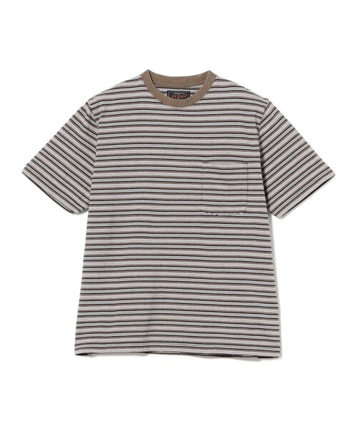 BEAMS PLUS（ビームスプラス）の「Pocket Tee Multi Stripe②（Tシャツ/カットソー・メンズ・ブラウン/ブルー・XX-LARGE/LARGE/SMALL/MEDIUM/X-LARGE）」の5枚目の写真