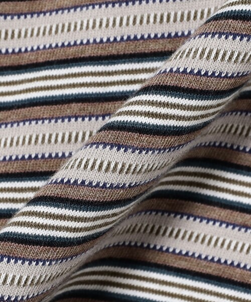BEAMS PLUS（ビームスプラス）の「Pocket Tee Multi Stripe②（Tシャツ/カットソー・メンズ・ブラウン/ブルー・XX-LARGE/LARGE/SMALL/MEDIUM/X-LARGE）」の7枚目の写真
