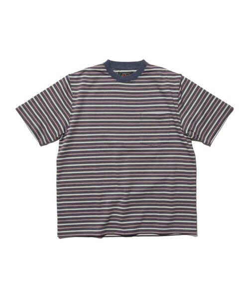 BEAMS PLUS（ビームスプラス）の「Pocket Tee Multi Stripe②（Tシャツ/カットソー・メンズ・ブラウン/ブルー・XX-LARGE/LARGE/SMALL/MEDIUM/X-LARGE）」の8枚目の写真