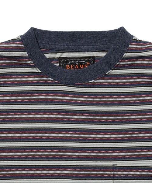 BEAMS PLUS（ビームスプラス）の「Pocket Tee Multi Stripe②（Tシャツ/カットソー・メンズ・ブラウン/ブルー・XX-LARGE/LARGE/SMALL/MEDIUM/X-LARGE）」の9枚目の写真