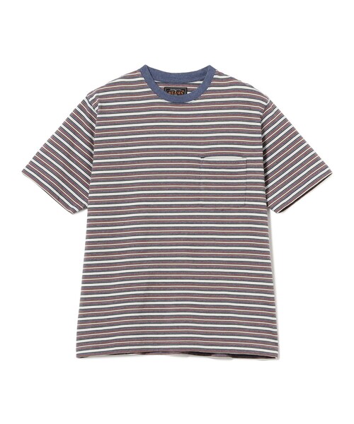 BEAMS PLUS（ビームスプラス）の「Pocket Tee Multi Stripe②（Tシャツ/カットソー・メンズ・ブラウン/ブルー・XX-LARGE/LARGE/SMALL/MEDIUM/X-LARGE）」の14枚目の写真