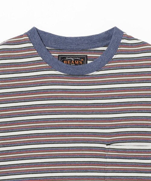 BEAMS PLUS（ビームスプラス）の「Pocket Tee Multi Stripe②（Tシャツ/カットソー・メンズ・ブラウン/ブルー・XX-LARGE/LARGE/SMALL/MEDIUM/X-LARGE）」の15枚目の写真