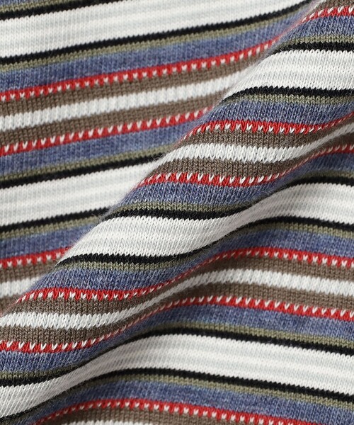 BEAMS PLUS（ビームスプラス）の「Pocket Tee Multi Stripe②（Tシャツ/カットソー・メンズ・ブラウン/ブルー・XX-LARGE/LARGE/SMALL/MEDIUM/X-LARGE）」の18枚目の写真