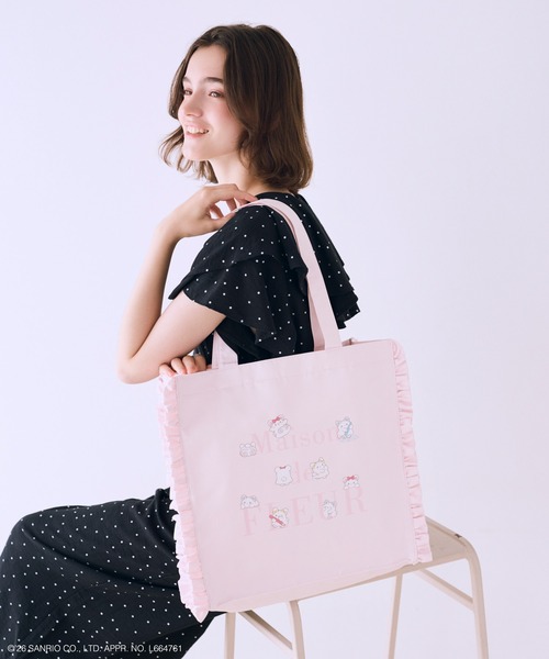 sanrio(サンリオ)の「【受注生産】はなまるおばけ フリルスクエアトートバッグ(トートバッグ・レディース・アイボリー/ピンク・FREE)」の2枚目の写真