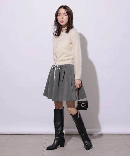 Mystrada(マイストラーダ)の「ボンディングフレアミニスカート(スカート・レディース・グレー/オフホワイト・38/36)」の5枚目の写真