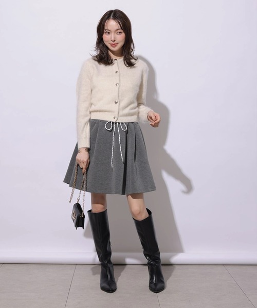 Mystrada(マイストラーダ)の「ボンディングフレアミニスカート(スカート・レディース・グレー/オフホワイト・38/36)」の6枚目の写真