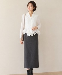 アシンメトリープリーツペプラムブラウス