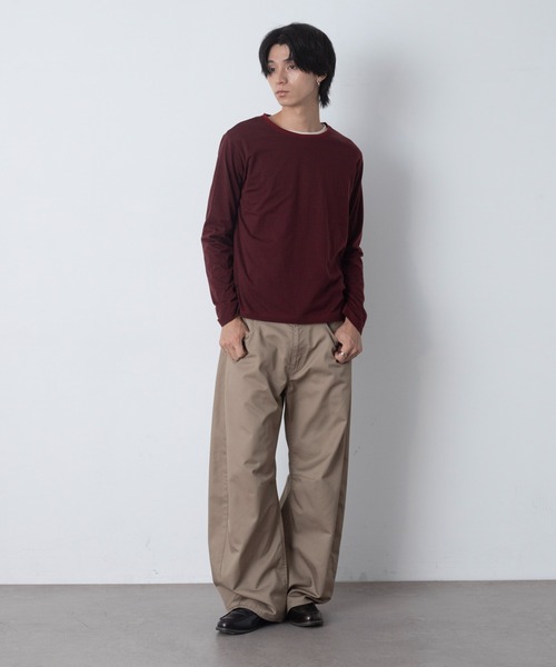 LUCY（ルーシー）の「LUCY/【26年秋冬新作】ルーズネックボーダーT(LS)（Tシャツ/カットソー・メンズ・ブラック系その他5/レッド系その他4・MEDIUM/LARGE）」の3枚目の写真