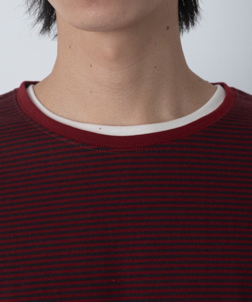 LUCY（ルーシー）の「LUCY/【26年秋冬新作】ルーズネックボーダーT(LS)（Tシャツ/カットソー・メンズ・ブラック系その他5/レッド系その他4・MEDIUM/LARGE）」の5枚目の写真