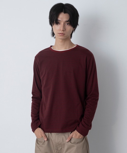 LUCY（ルーシー）の「LUCY/【26年秋冬新作】ルーズネックボーダーT(LS)（Tシャツ/カットソー・メンズ・ブラック系その他5/レッド系その他4・MEDIUM/LARGE）」の9枚目の写真