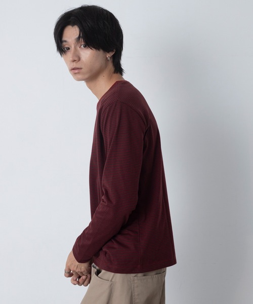 LUCY（ルーシー）の「LUCY/【26年秋冬新作】ルーズネックボーダーT(LS)（Tシャツ/カットソー・メンズ・ブラック系その他5/レッド系その他4・MEDIUM/LARGE）」の10枚目の写真