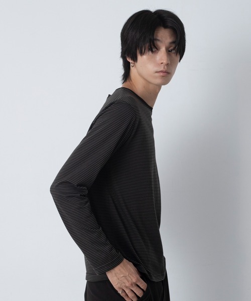 LUCY（ルーシー）の「LUCY/【26年秋冬新作】ルーズネックボーダーT(LS)（Tシャツ/カットソー・メンズ・ブラック系その他5/レッド系その他4・MEDIUM/LARGE）」の17枚目の写真