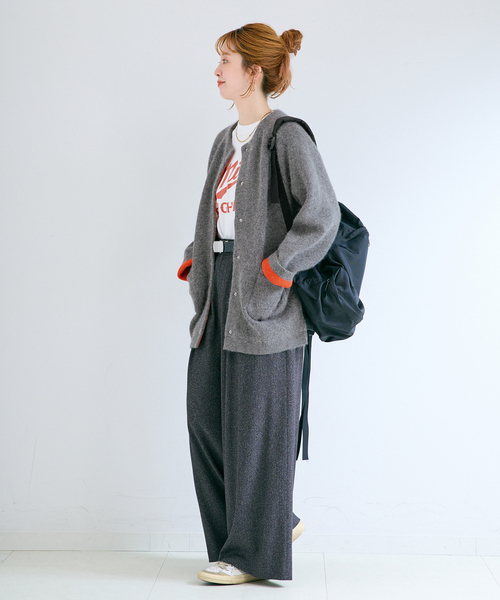 B.C STOCK(ベーセーストック)の「2層スムース編みロングカーディガン(カーディガン/ボレロ・レディース・チャコールグレー/ベージュ/ネイビー・FREE)」の5枚目の写真