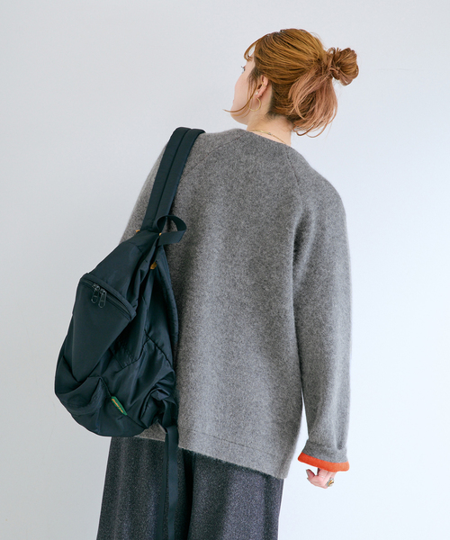 B.C STOCK(ベーセーストック)の「2層スムース編みロングカーディガン(カーディガン/ボレロ・レディース・チャコールグレー/ベージュ/ネイビー・FREE)」の9枚目の写真
