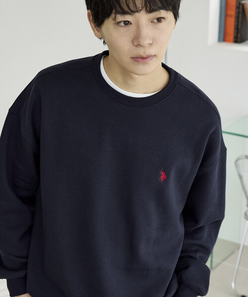 U.S. POLO ASSN.(ユーエスポロアッスン)の「U.S. POLO ASSN. × PUBLUX/ユーエスポロアッスン 別注 ワンポイント 刺繍 裏起毛 クルーネック スウェット 限定展開(スウェット・メンズ・ライトグレー/ブラック/ネイビー/グリーン・MEDIUM/SMALL/LARGE)」の4枚目の写真