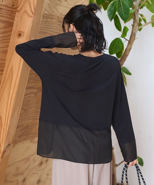 coen(コーエン)の「レイヤード風シアー長袖トップス(Tシャツ/カットソー・レディース・ブラック/ダークブラウン/オフホワイト・L/M)」の16枚目の写真