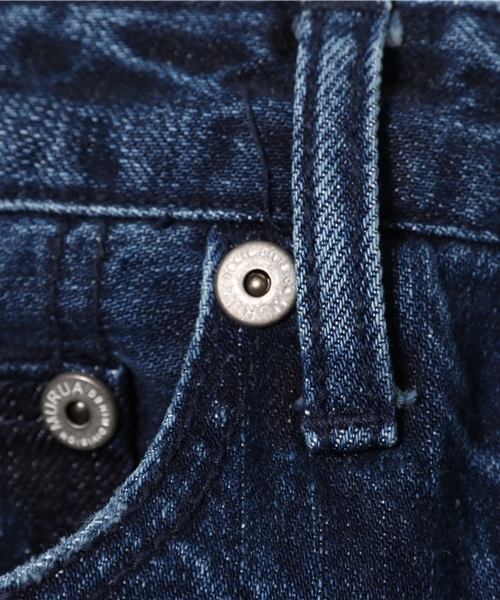 MURUA（ムルーア）の「ヘムデザインテーパードBOYSデニム（デニムパンツ・レディース・スカイブルー/ブルー・0/XS/3/L/2/M/1/S）」の5枚目の写真