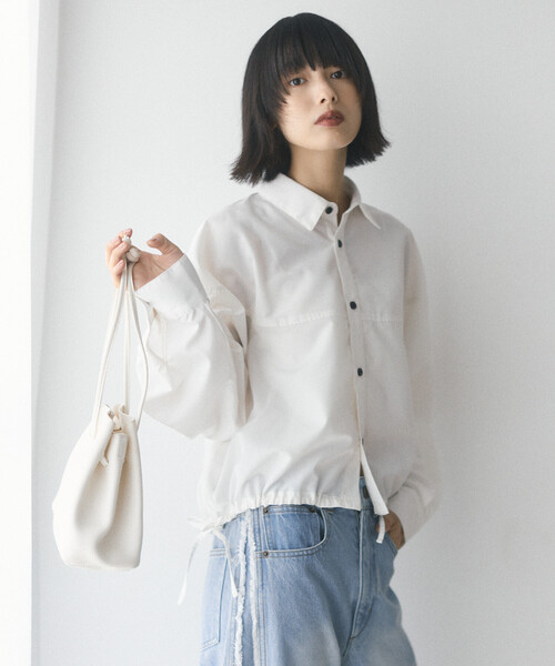 Firsthand（ファーストハンド）の「Firsthand/ファーストハンド ヘムコード 切り替え ロングスリーブ ショートレングス シャツ【限定展開】（シャツ/ブラウス・レディース・ホワイト/ネイビー/ベージュ/ブラック・FREE）」の6枚目の写真