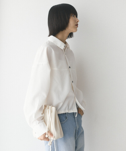 Firsthand（ファーストハンド）の「Firsthand/ファーストハンド ヘムコード 切り替え ロングスリーブ ショートレングス シャツ【限定展開】（シャツ/ブラウス・レディース・ホワイト/ネイビー/ベージュ/ブラック・FREE）」の7枚目の写真