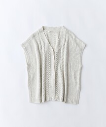 コットンリリヤーン前開きニットベスト