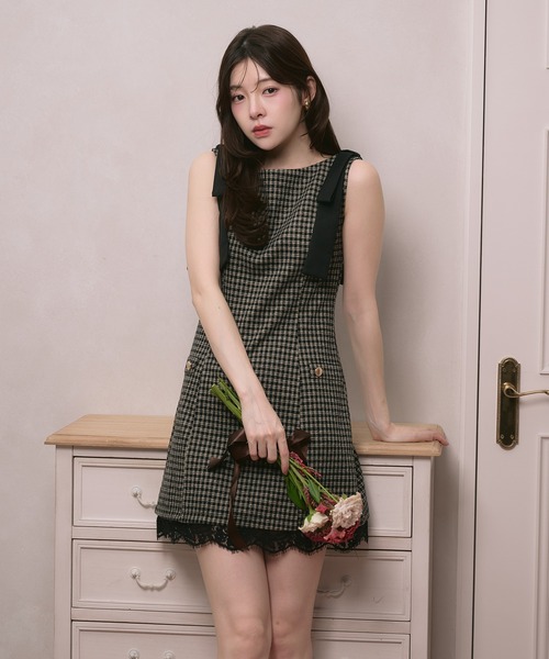 fupel(フぺル)の「check mini onepiece / チェックミニワンピース(ワンピース・レディース・ベージュ/グレー・FREE)」の19枚目の写真