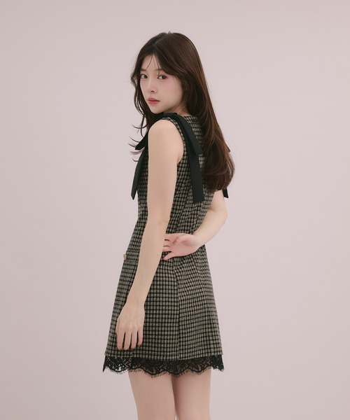 fupel(フぺル)の「check mini onepiece / チェックミニワンピース(ワンピース・レディース・ベージュ/グレー・FREE)」の18枚目の写真